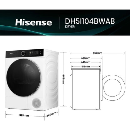 Hisense 10kg Heat Pump Tumble Dryer - DH5I104BWAB