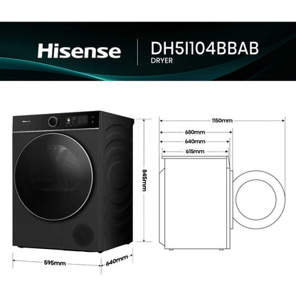 Hisense 10kg Heat Pump Tumble Dryer - DH5I104BBAB