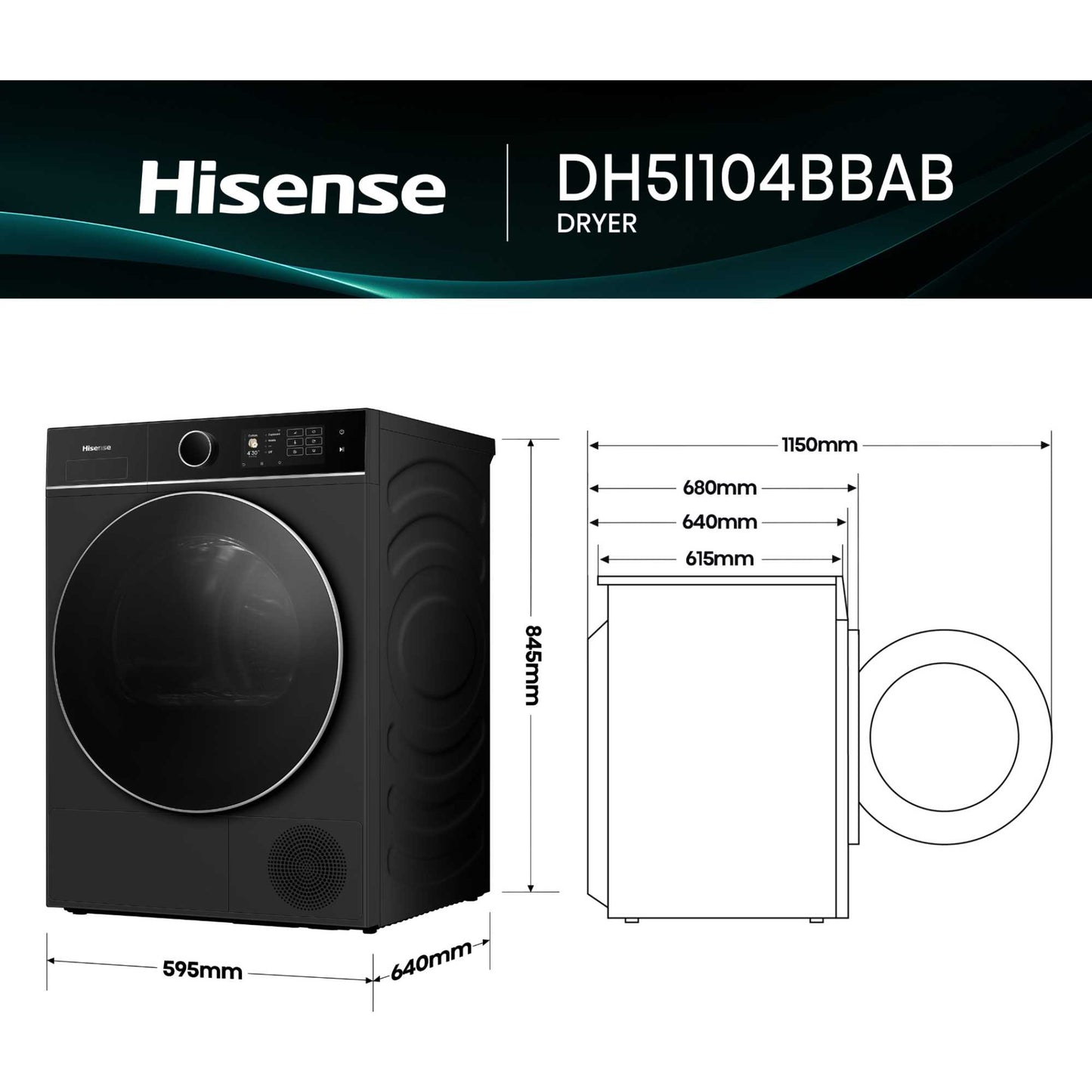 Hisense 10kg Heat Pump Tumble Dryer - DH5I104BBAB
