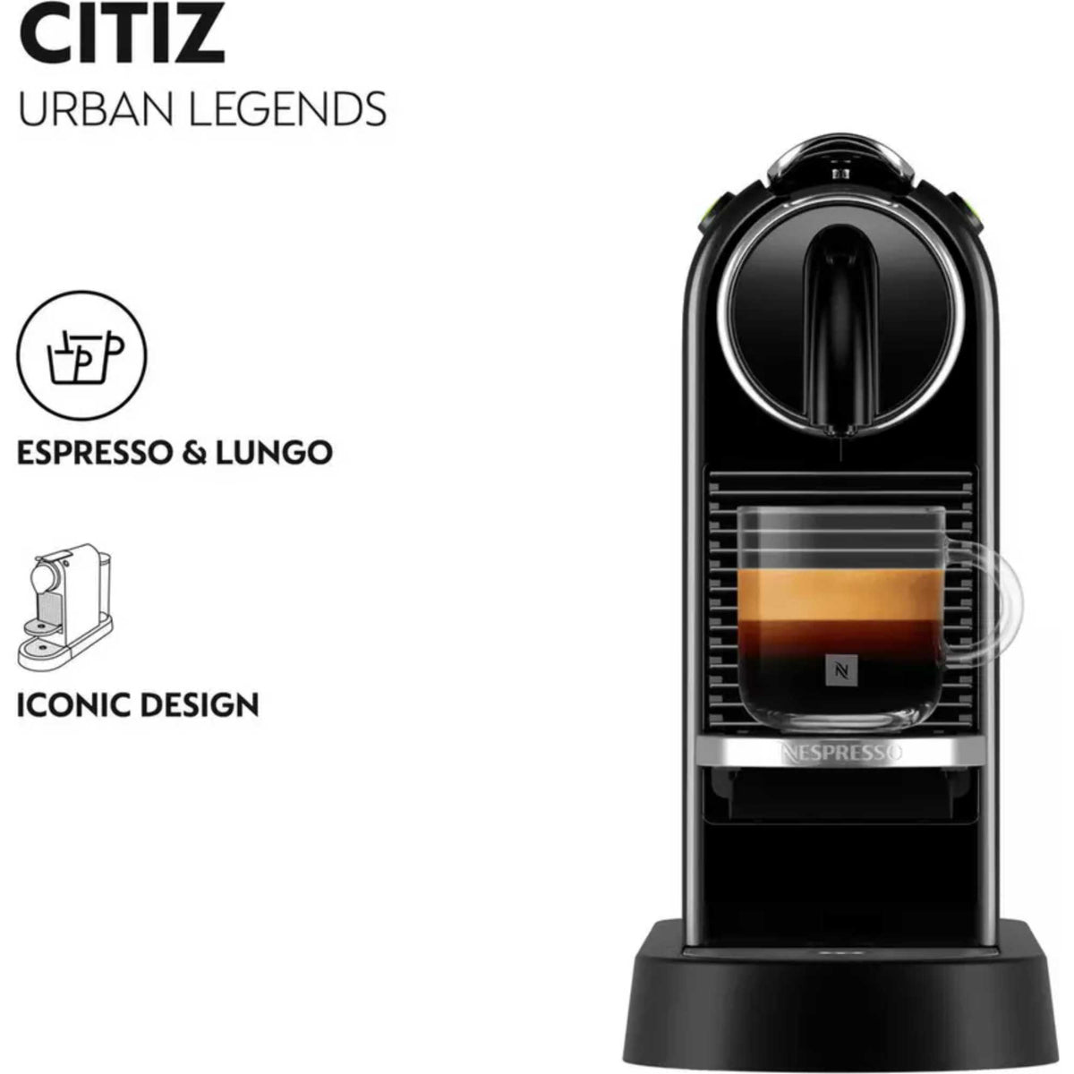 De'Longhi EN167.B Nespresso Citiz Capsule Espresso Coffee Machine - Black