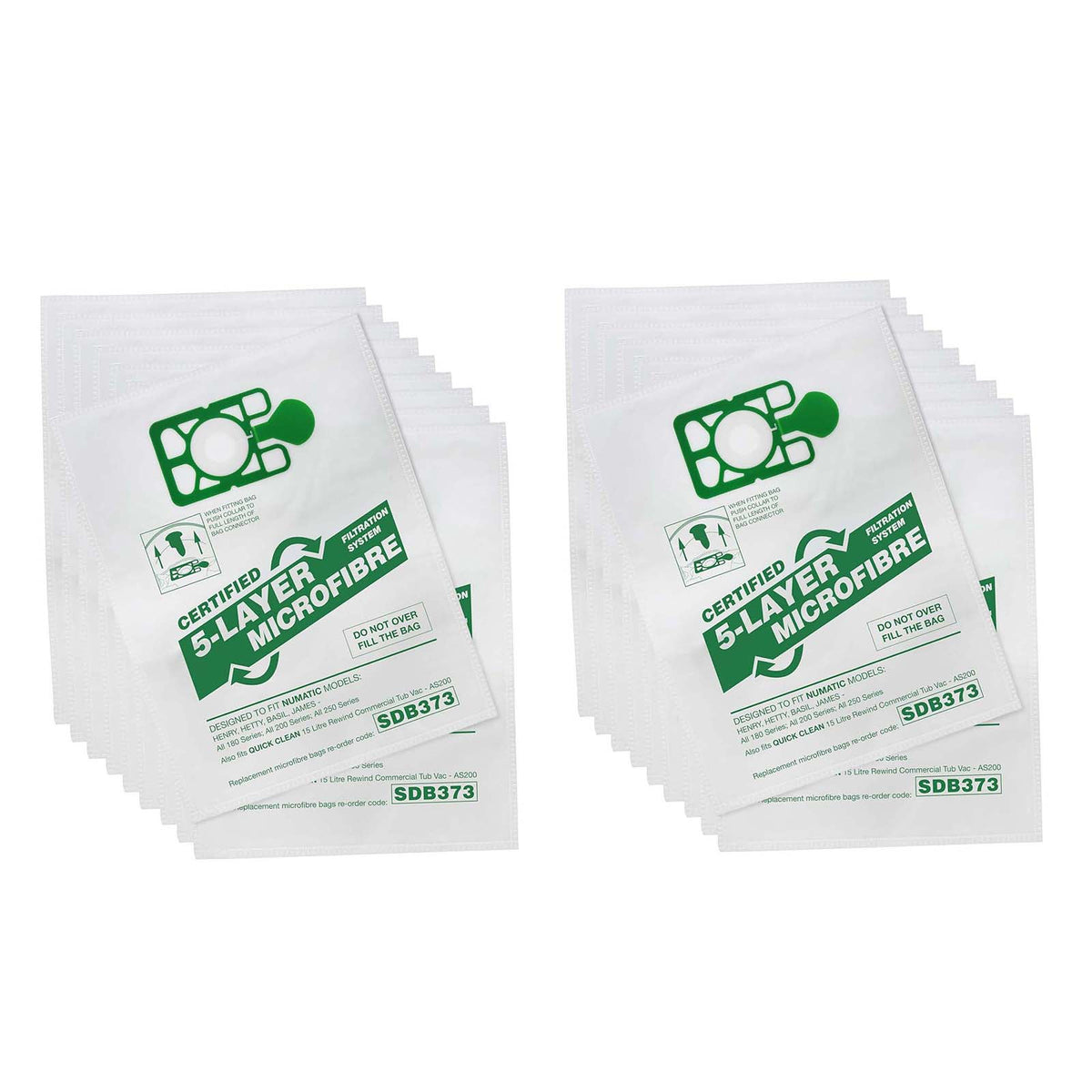 Vacuum Cleaner Microfibre Bag (Pack of 20)  - Made To Fit Numatic Henry, Hetty, James, David, Harry, Basil Models - NVM1CH