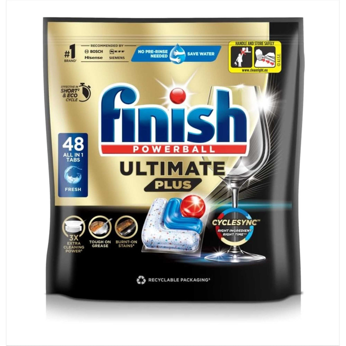 Finish DISHTABLET-7253 48 Powerball Ultimate All In One Dishwasher Tablets