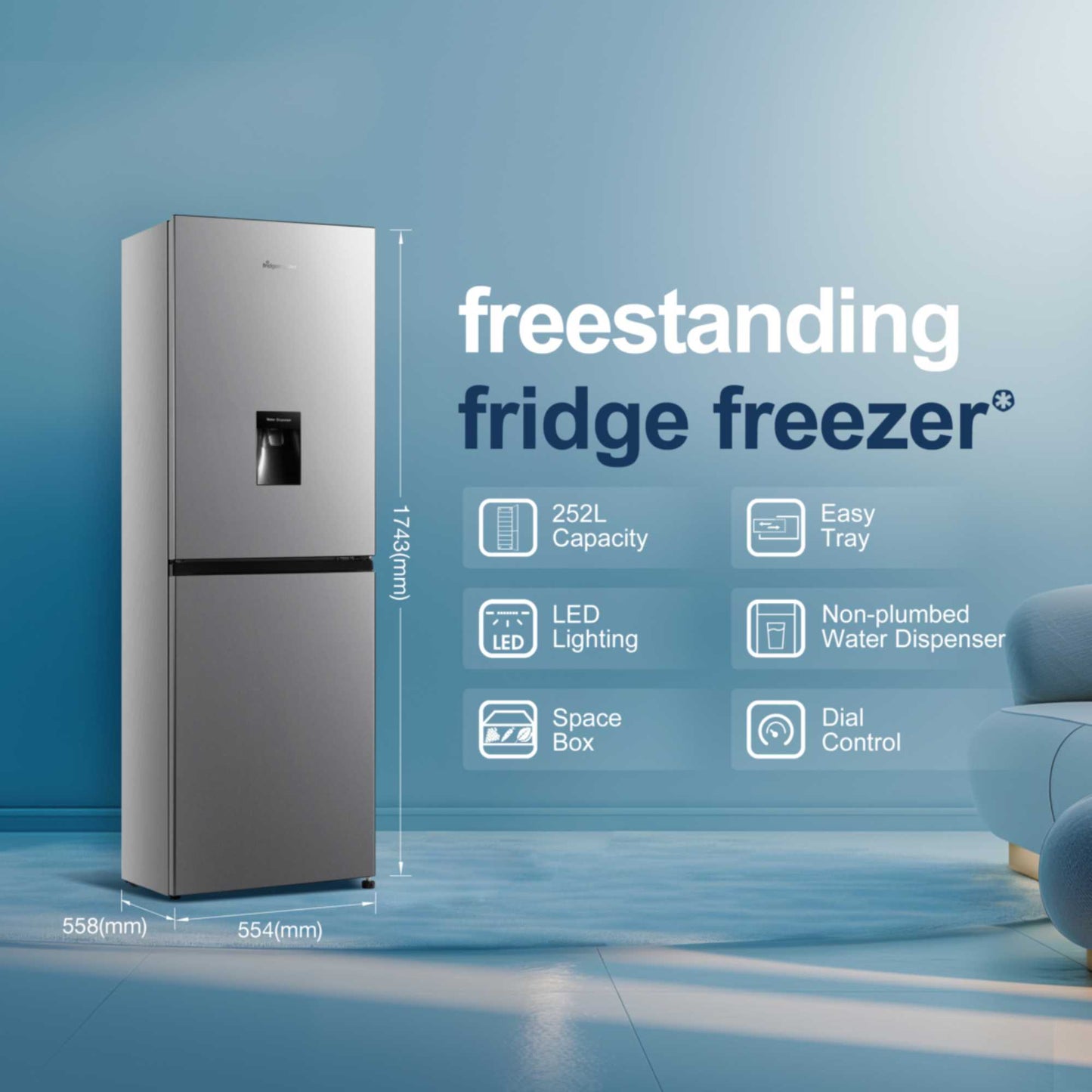 Fridgemaster Fridge Freezer 50/50 - Silver - MC55240DES