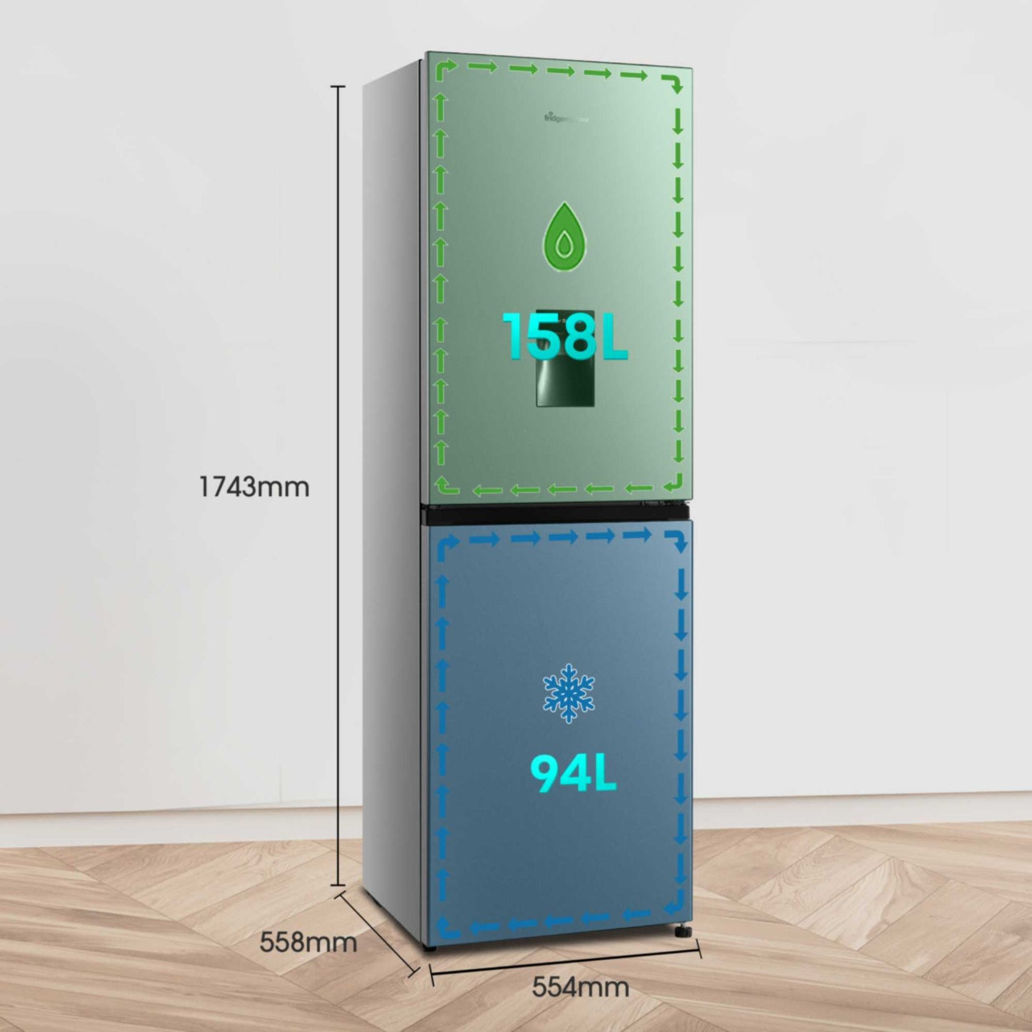 Fridgemaster Fridge Freezer 50/50 - Silver - MC55240DES