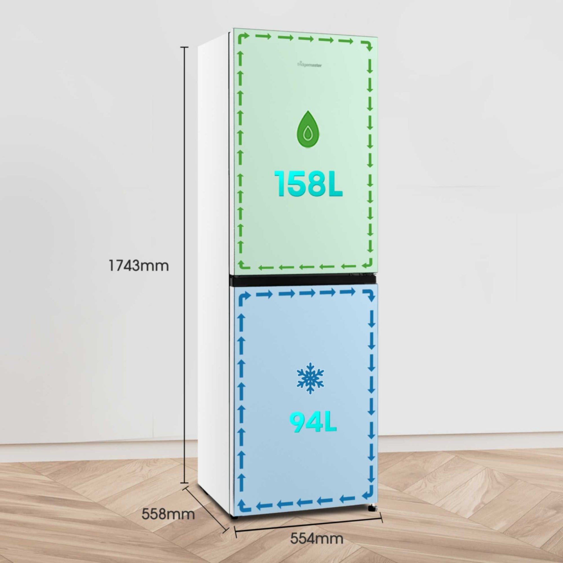 Fridgemaster Fridge Freezer 60/40 - White - MC55240E