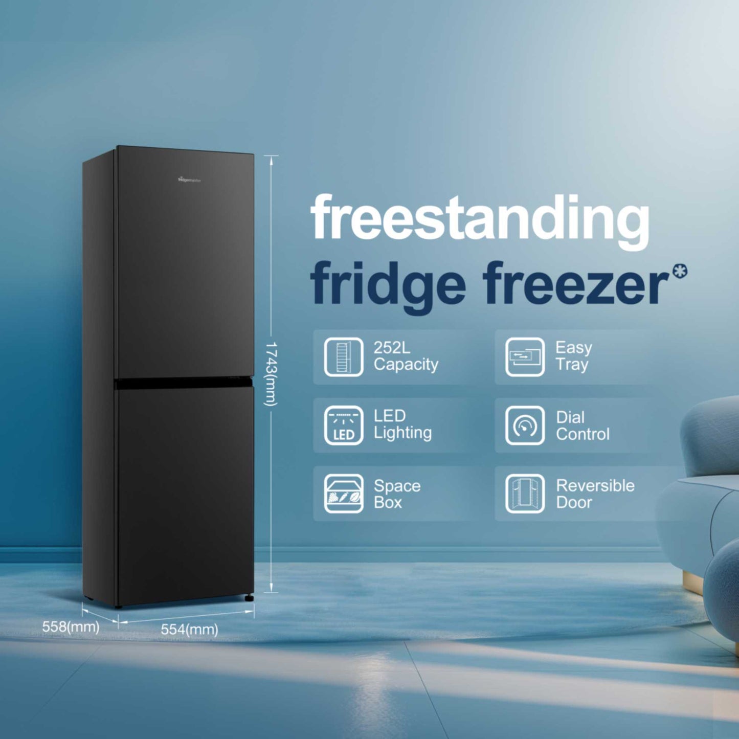 Fridgemaster Fridge Freezer 60/40 - Black - MC55240EB