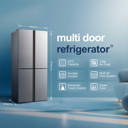 Fridgemaster American Style Fridge Freezer 50/50 Total No Frost - Silver - MQ79394ES