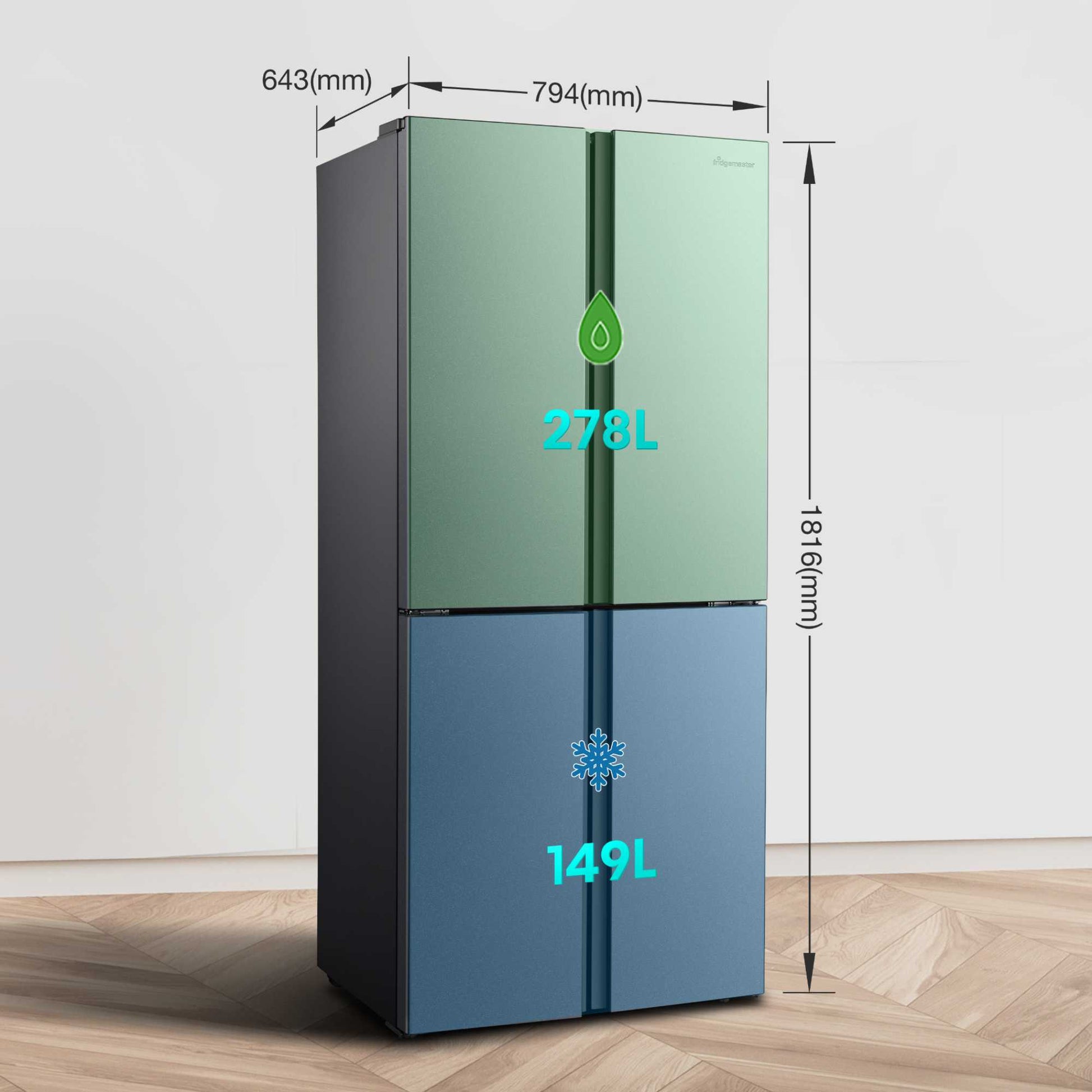 Fridgemaster American Style Fridge Freezer 50/50 Total No Frost - Silver - MQ79394ES