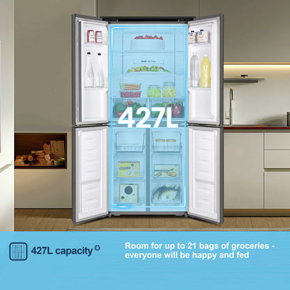Fridgemaster American Style Fridge Freezer 50/50 Total No Frost - Silver - MQ79394ES