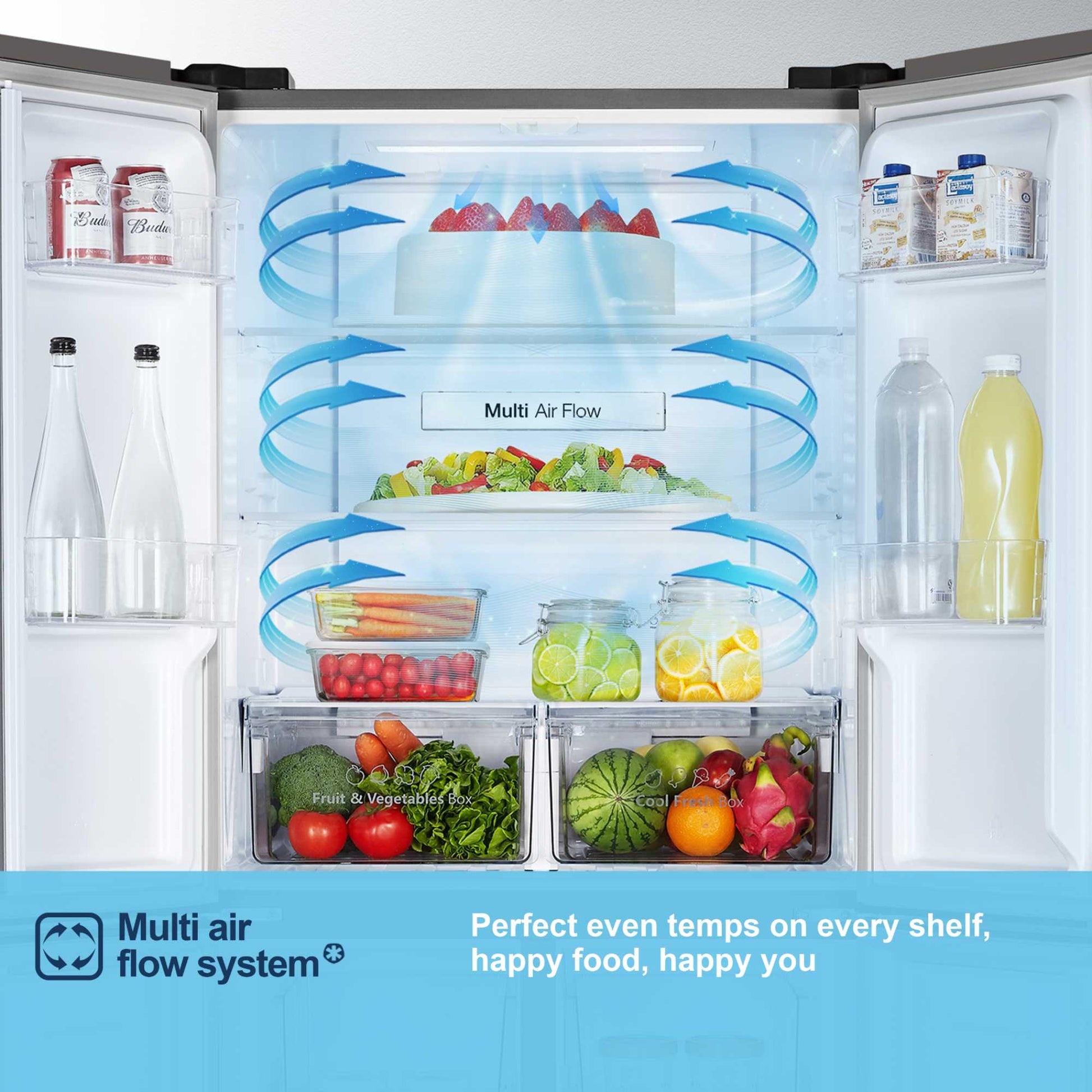 Fridgemaster American Style Fridge Freezer 50/50 Total No Frost - Silver - MQ79394ES