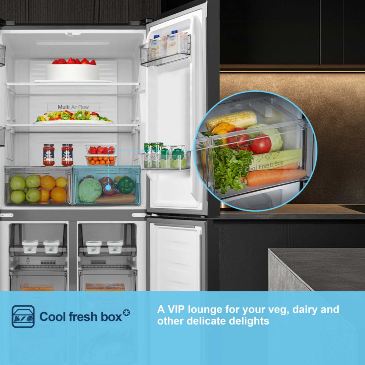 Fridgemaster American Style Fridge Freezer 60/40 Total No Frost - Black - MQ79395EB