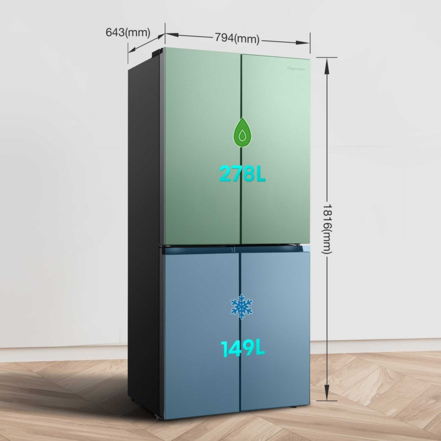Fridgemaster American Style Fridge Freezer 60/40 Total No Frost - Silver - MQ79395ES