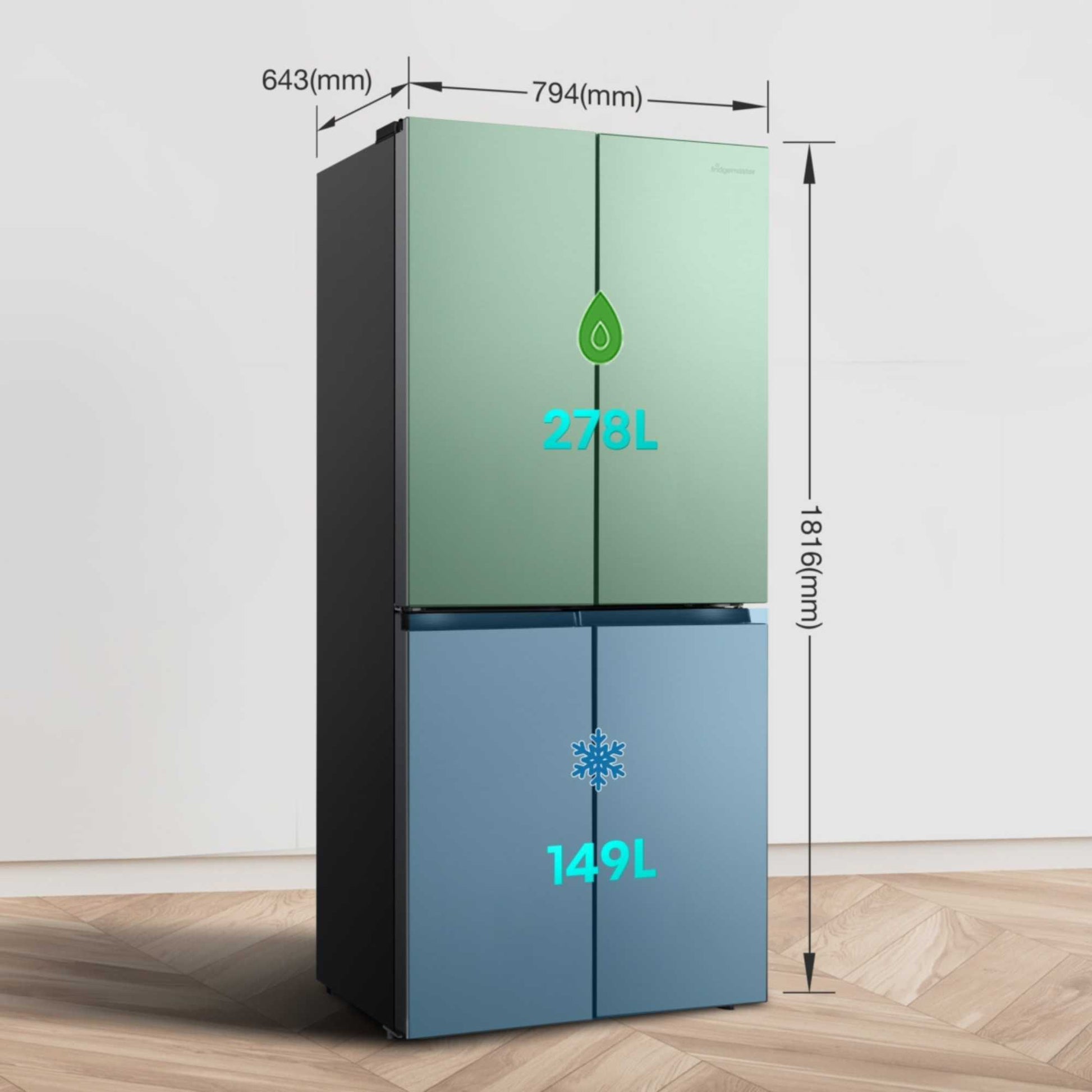 Fridgemaster American Style Fridge Freezer 60/40 Total No Frost - Silver - MQ79395ES
