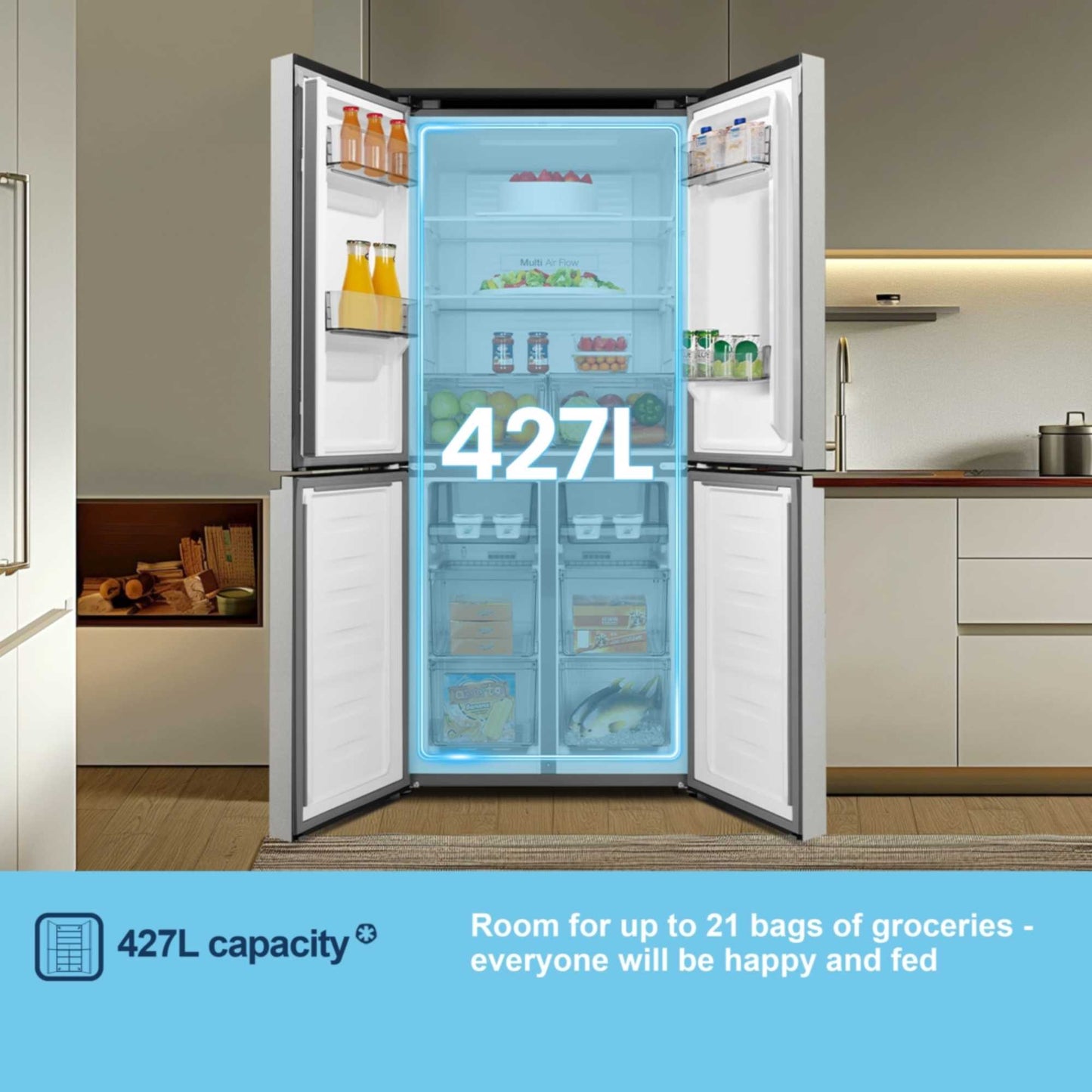 Fridgemaster American Style Fridge Freezer 60/40 Total No Frost - Silver - MQ79395ES