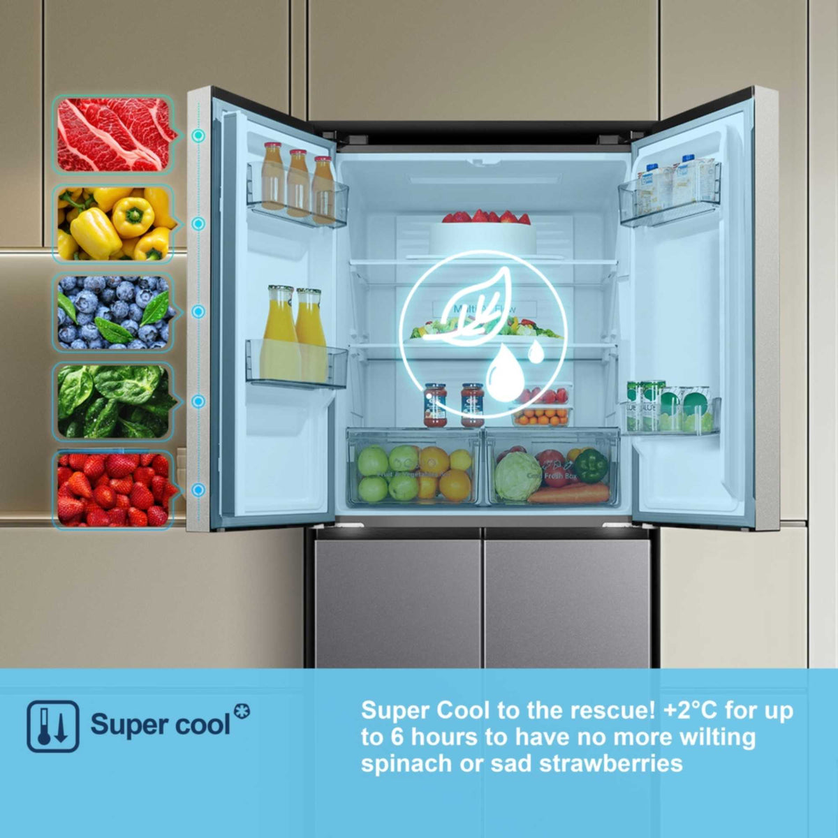 Fridgemaster American Style Fridge Freezer 60/40 Total No Frost - Silver - MQ79395ES