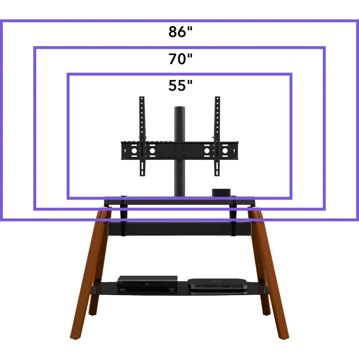 AVF FSL1120HOQDWB Hoxton Quad TV Stand - Dark Wood