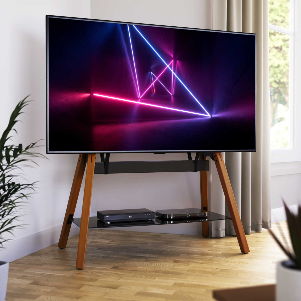 AVF FSL1120HOQDWB Hoxton Quad TV Stand - Dark Wood
