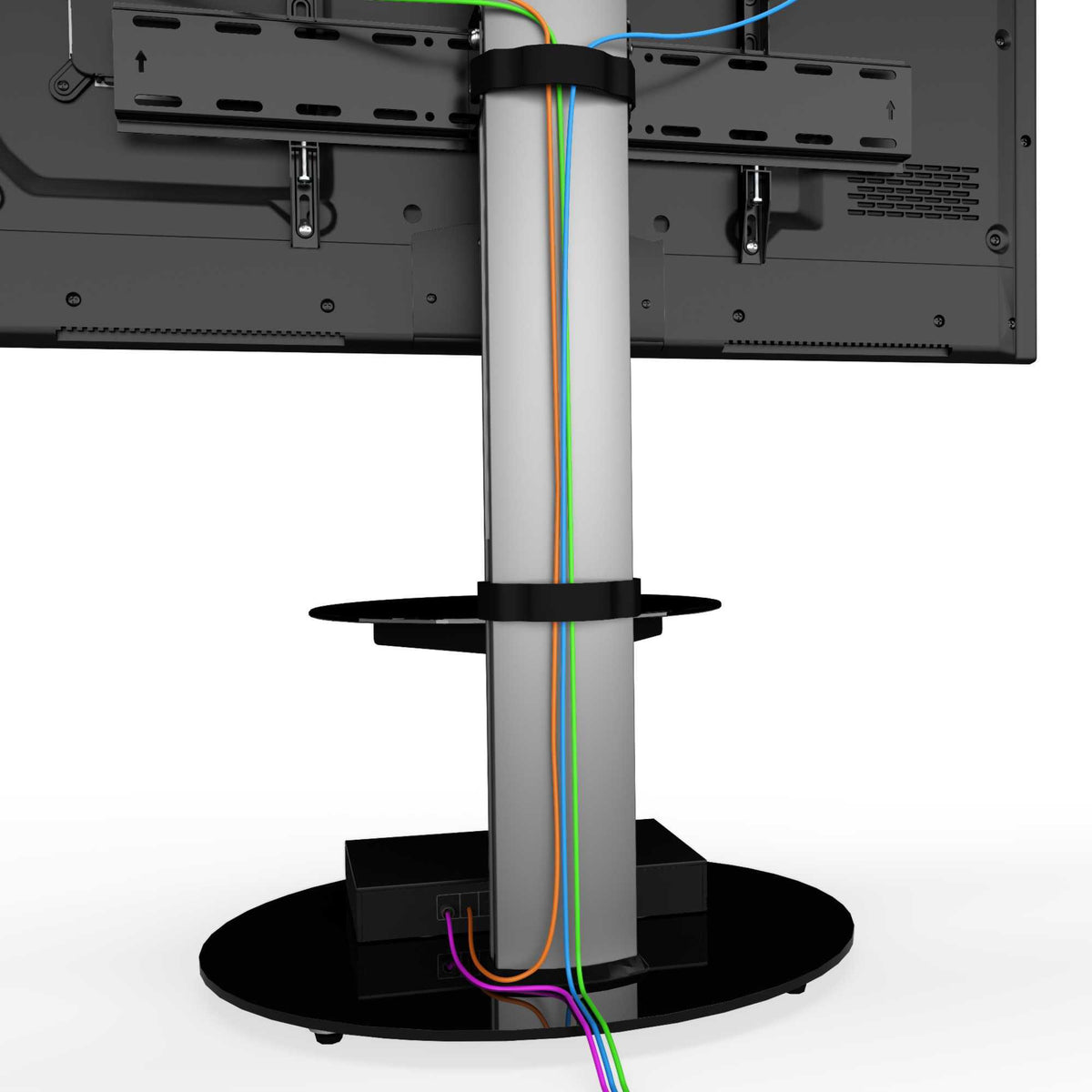 AVF FSL600ENSB Eno 60cm Pedestal TV Stand with Shelf - Glass