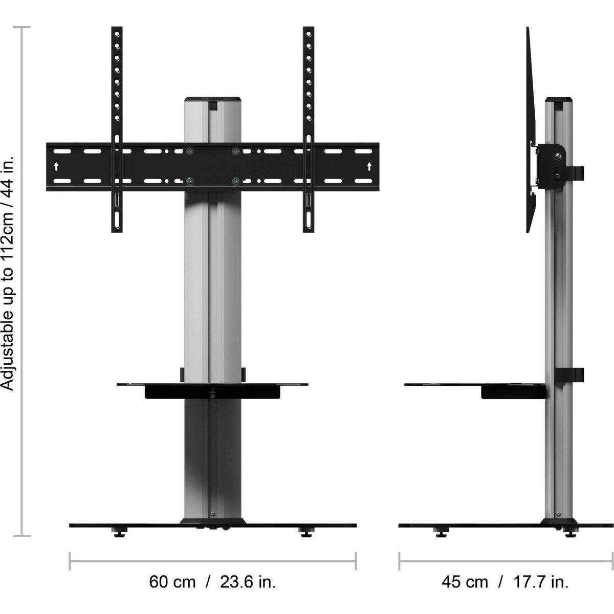 AVF FSL600ENSB Eno 60cm Pedestal TV Stand with Shelf - Glass
