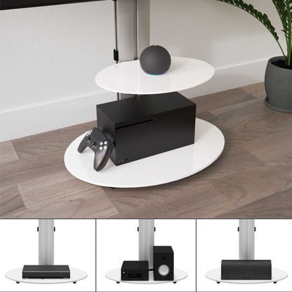 AVF FSL600ENSW Eno 60cm Pedestal TV Stand with Shelf - Glass