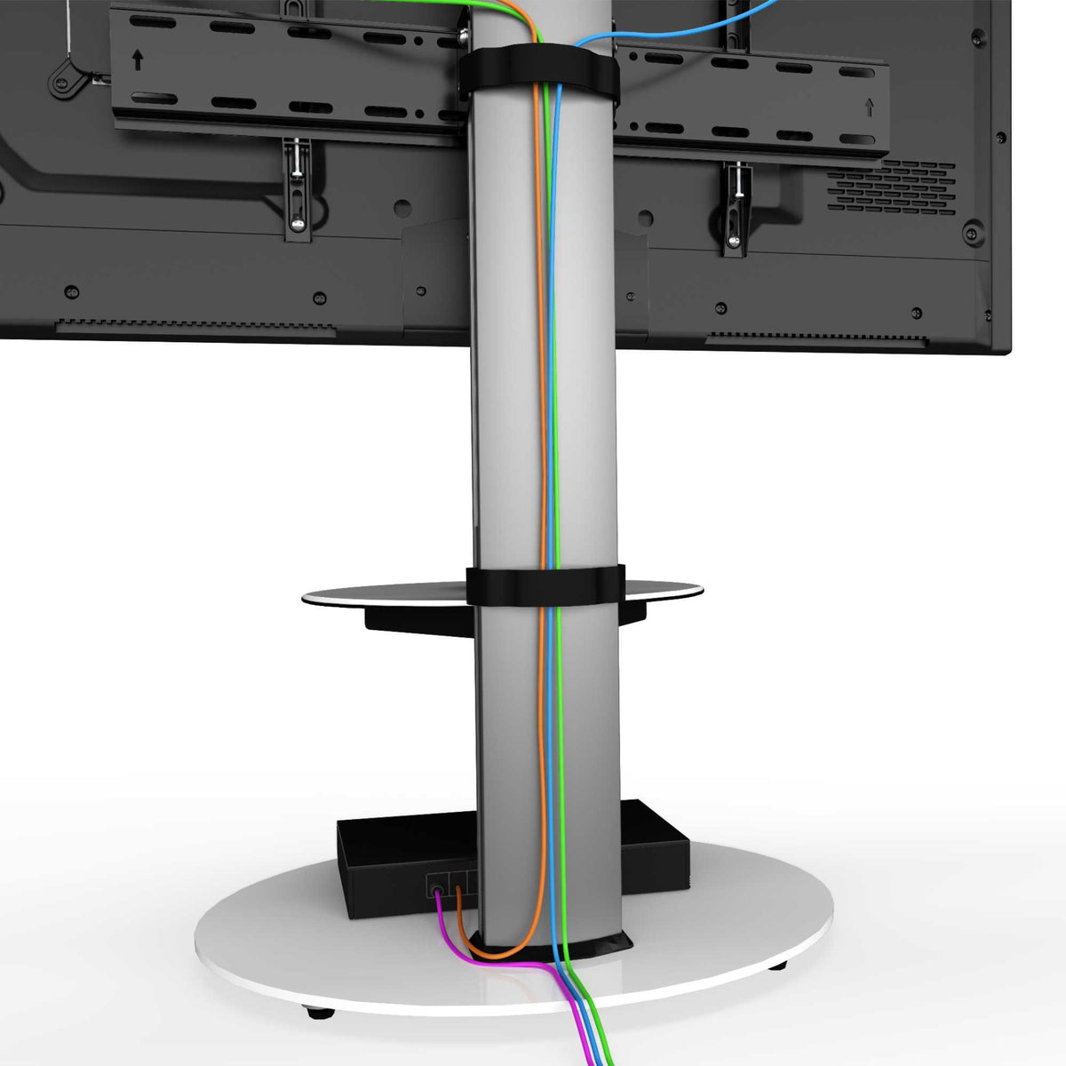 AVF FSL600ENSW Eno 60cm Pedestal TV Stand with Shelf - Glass