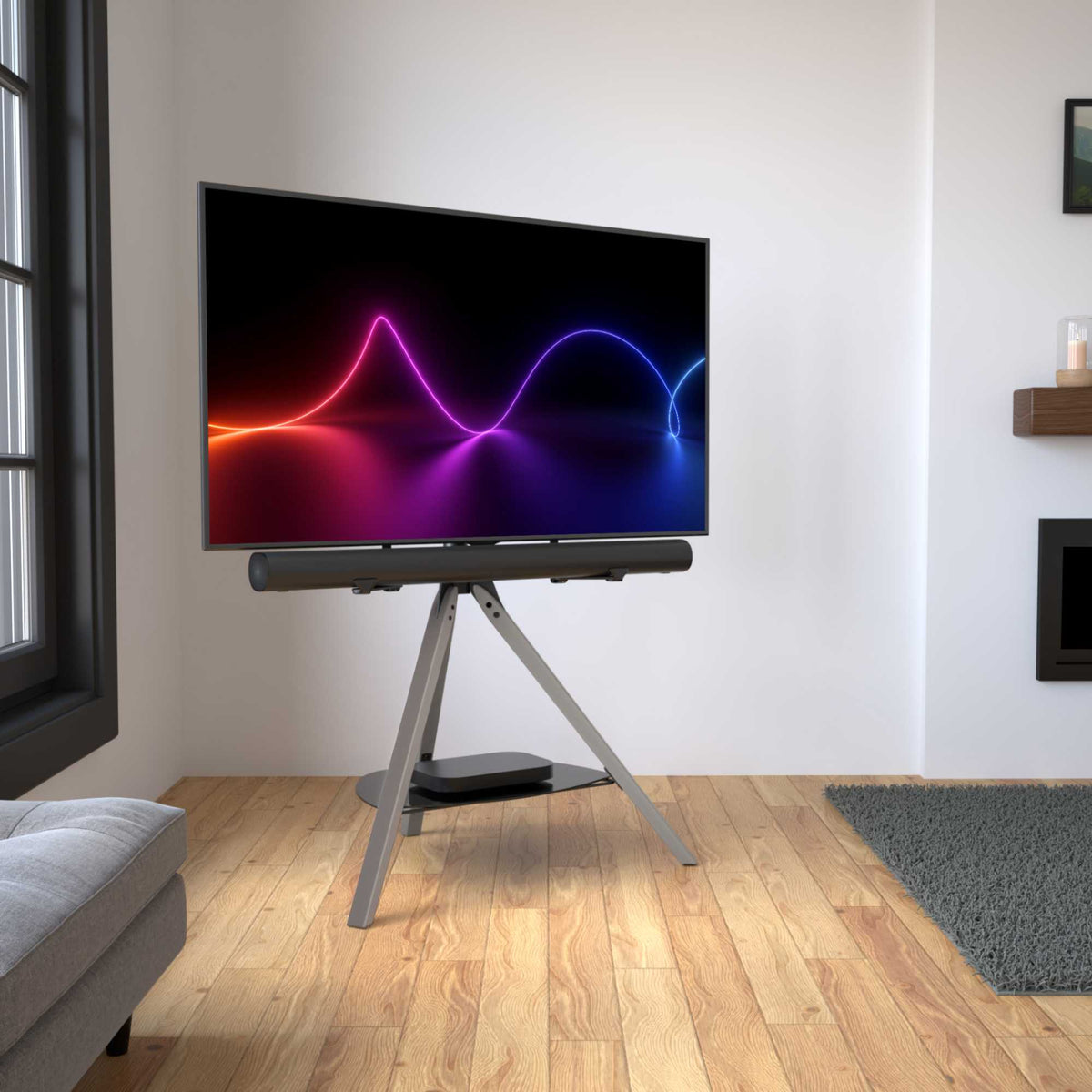 AVF FSLK1001HOXGB Hoxton Sound Freestanding TV + Soundbar Stand - Grey