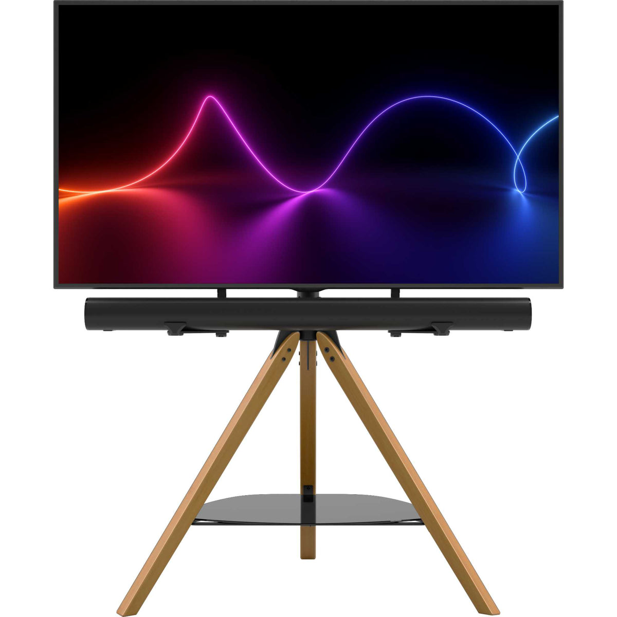 AVF FSLK1001HOXLWB Hoxton Sound Freestanding TV + Soundbar Stand - Light Wood