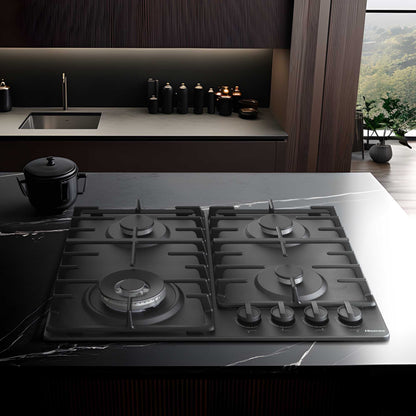 Hisense GM663BHF Hi2 60cm 4 Zone Gas Hob - Black