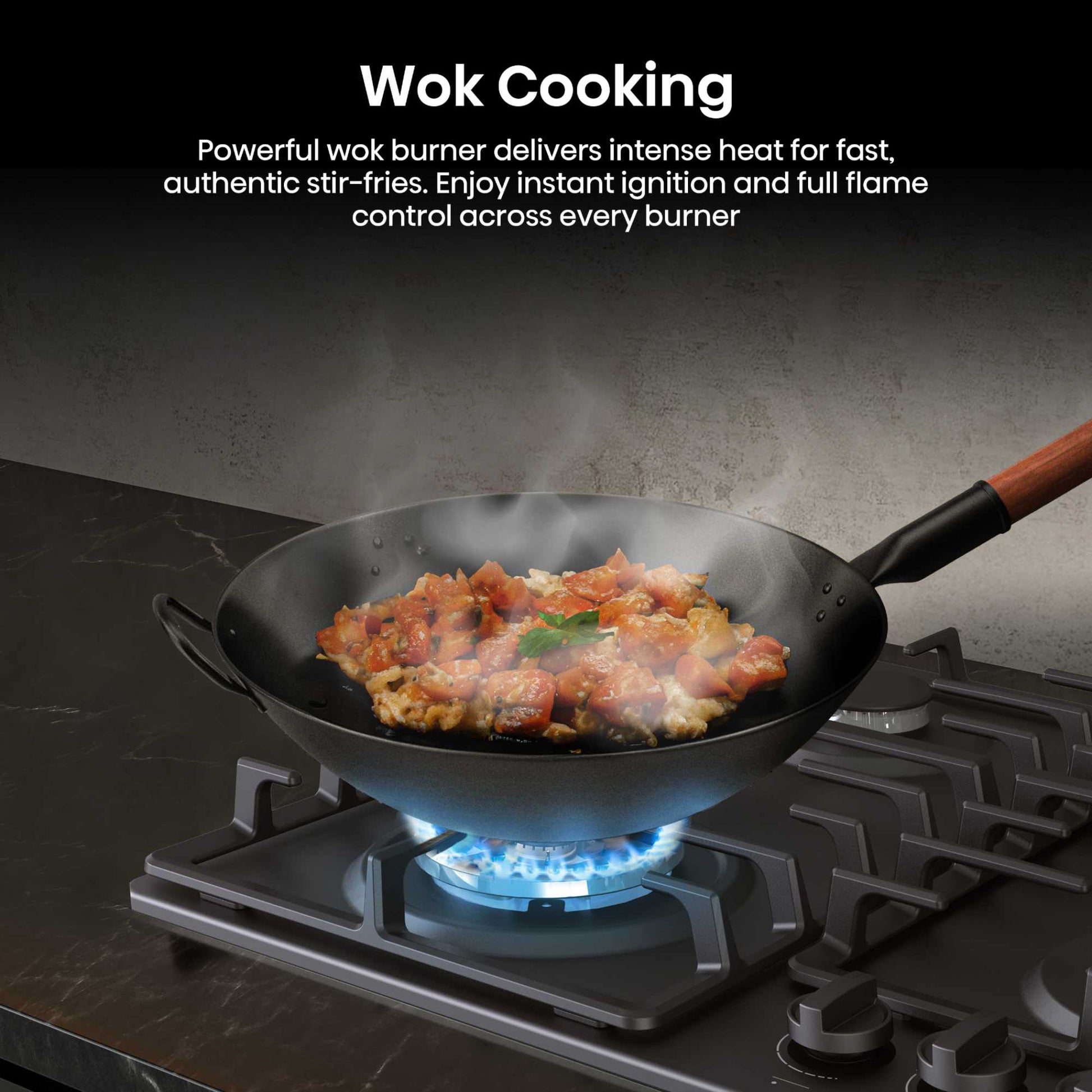 Hisense GM663BHF Hi2 60cm 4 Zone Gas Hob - Black