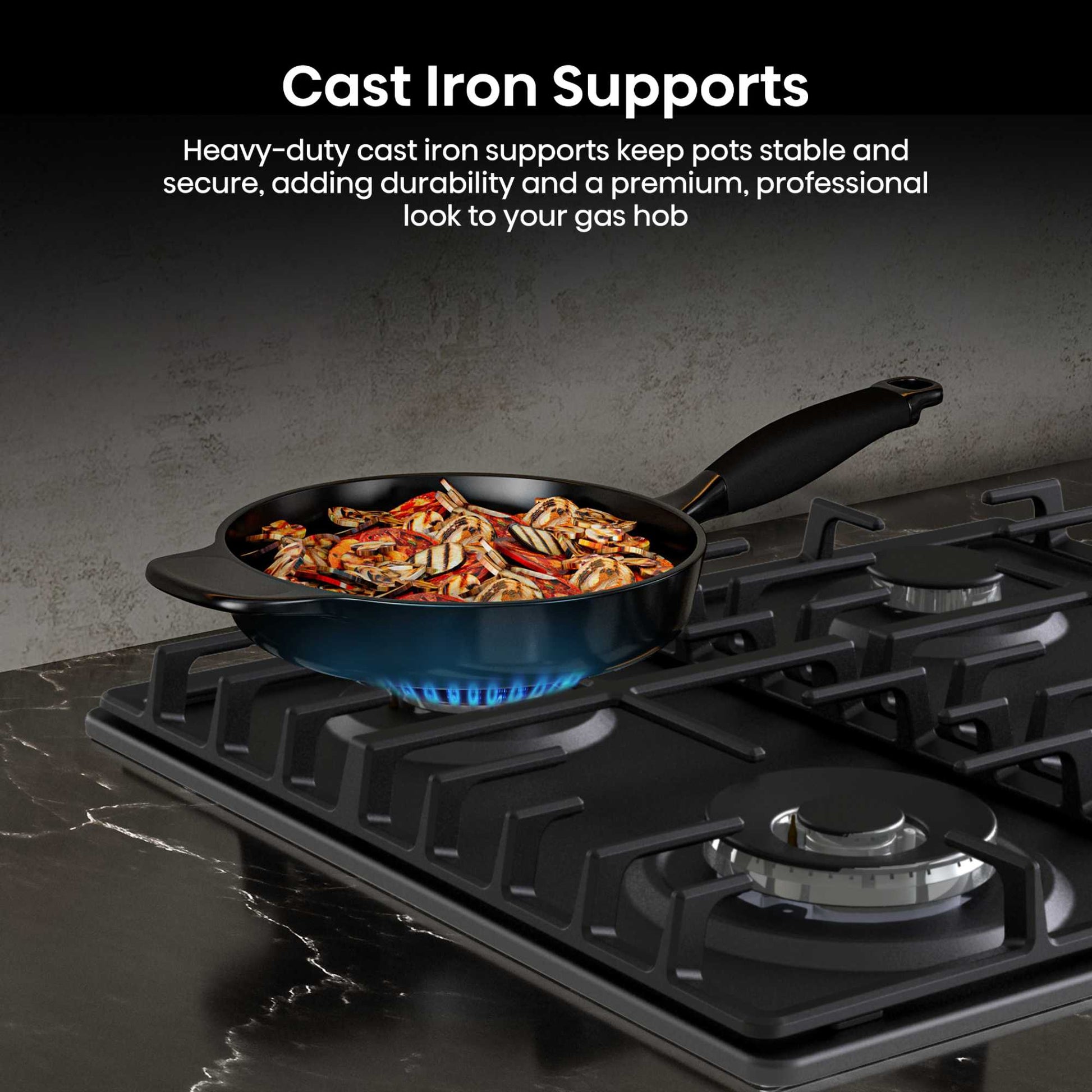 Hisense GM663BHF Hi2 60cm 4 Zone Gas Hob - Black