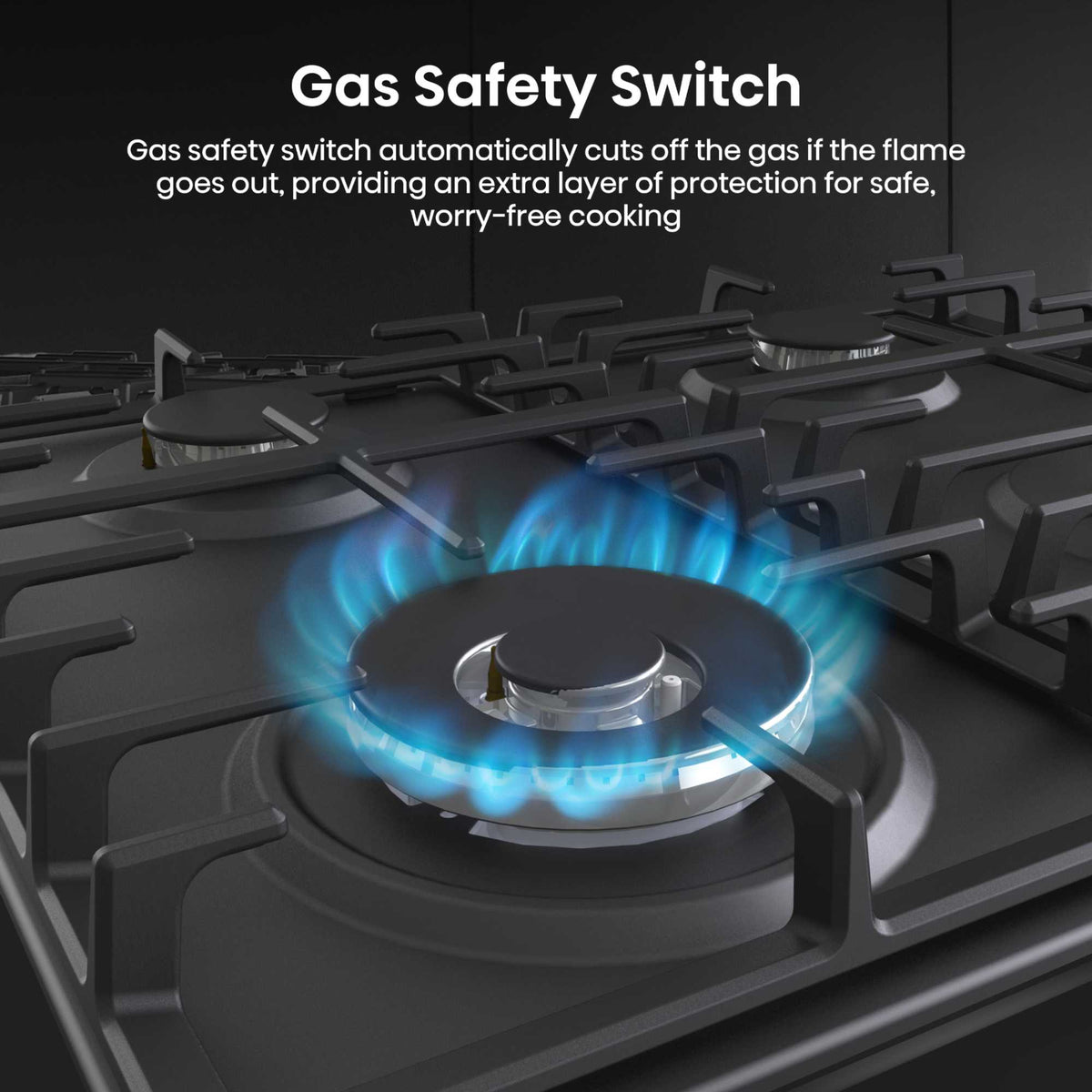 Hisense GM663BHF Hi2 60cm 4 Zone Gas Hob - Black