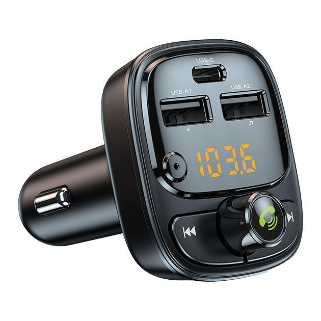FM TRANSMITTER WITH DUAL USB-A & USB-C CHARGER