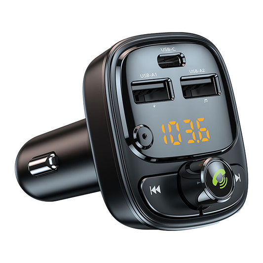 FM TRANSMITTER WITH DUAL USB-A & USB-C CHARGER
