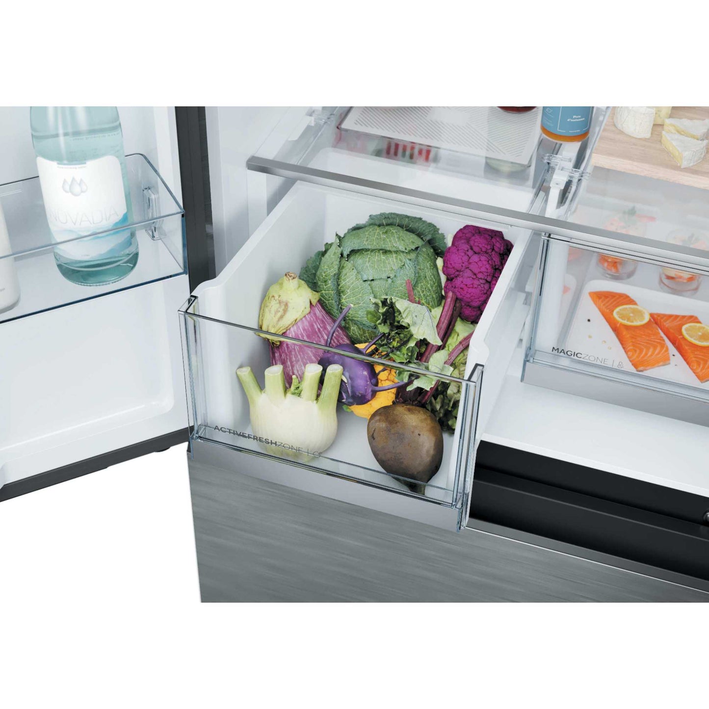Haier Space-Fit American Style Fridge Freezer 60/40 No Frost - Platinum Inox - HFKR5718DNMM