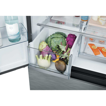 Haier Space-Fit American Style Fridge Freezer 60/40 No Frost - Platinum Inox - HFKR5718DNMM