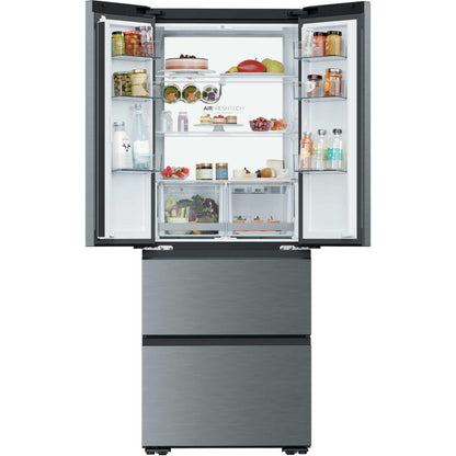 Haier Space-Fit American Style Fridge Freezer 60/40 No Frost - Platinum Inox - HFKR5718DNMM