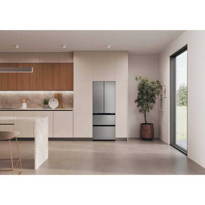 Haier Space-Fit American Style Fridge Freezer 60/40 No Frost - Platinum Inox - HFKR5718DNMM