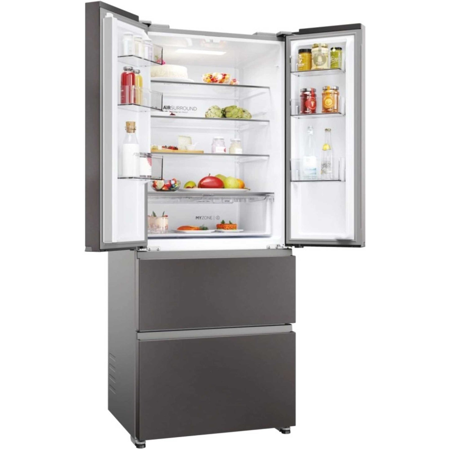 Haier HFR3718ENMD American Style Fridge Freezer 60/40 No Frost - Dark Inox