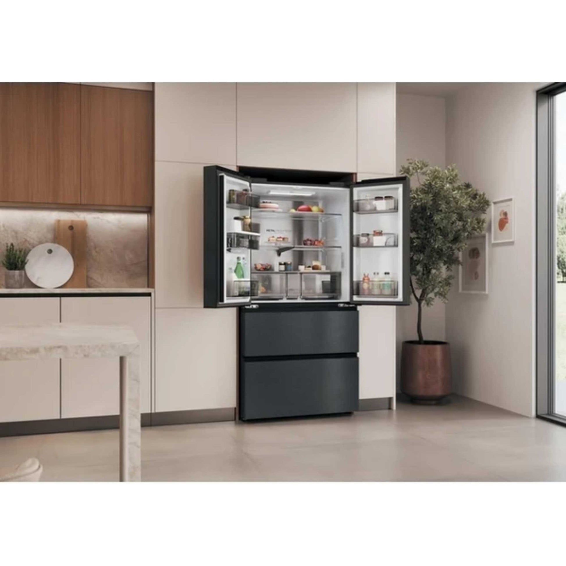 Haier Horizon Collection American Style Fridge Freezer - Black - HFR59F18CWMB
