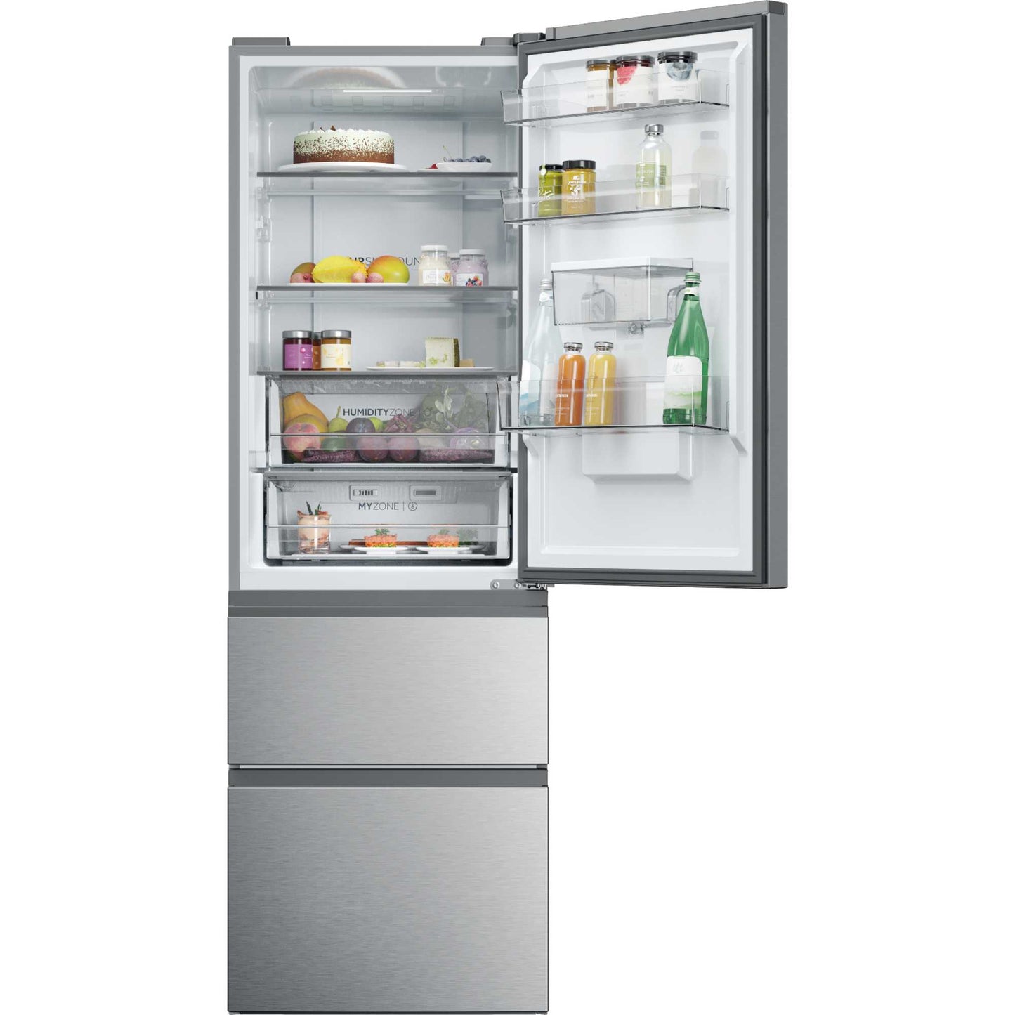 Haier 2D 60 Series 5 Fridge Freezer 60/40 Total No Frost - Gentle Silver - HTW5618EWMG