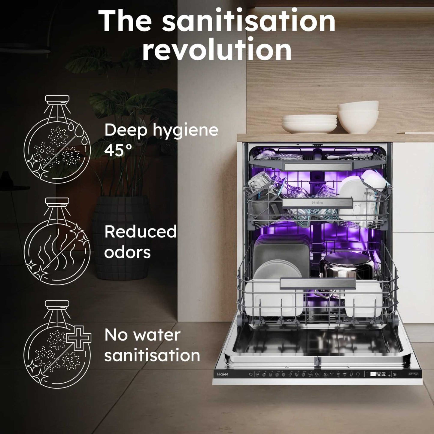Haier I-Pro Shine Series 6 Fully Integrated Dishwasher Full-Sized - XS 4A4M4BB-80