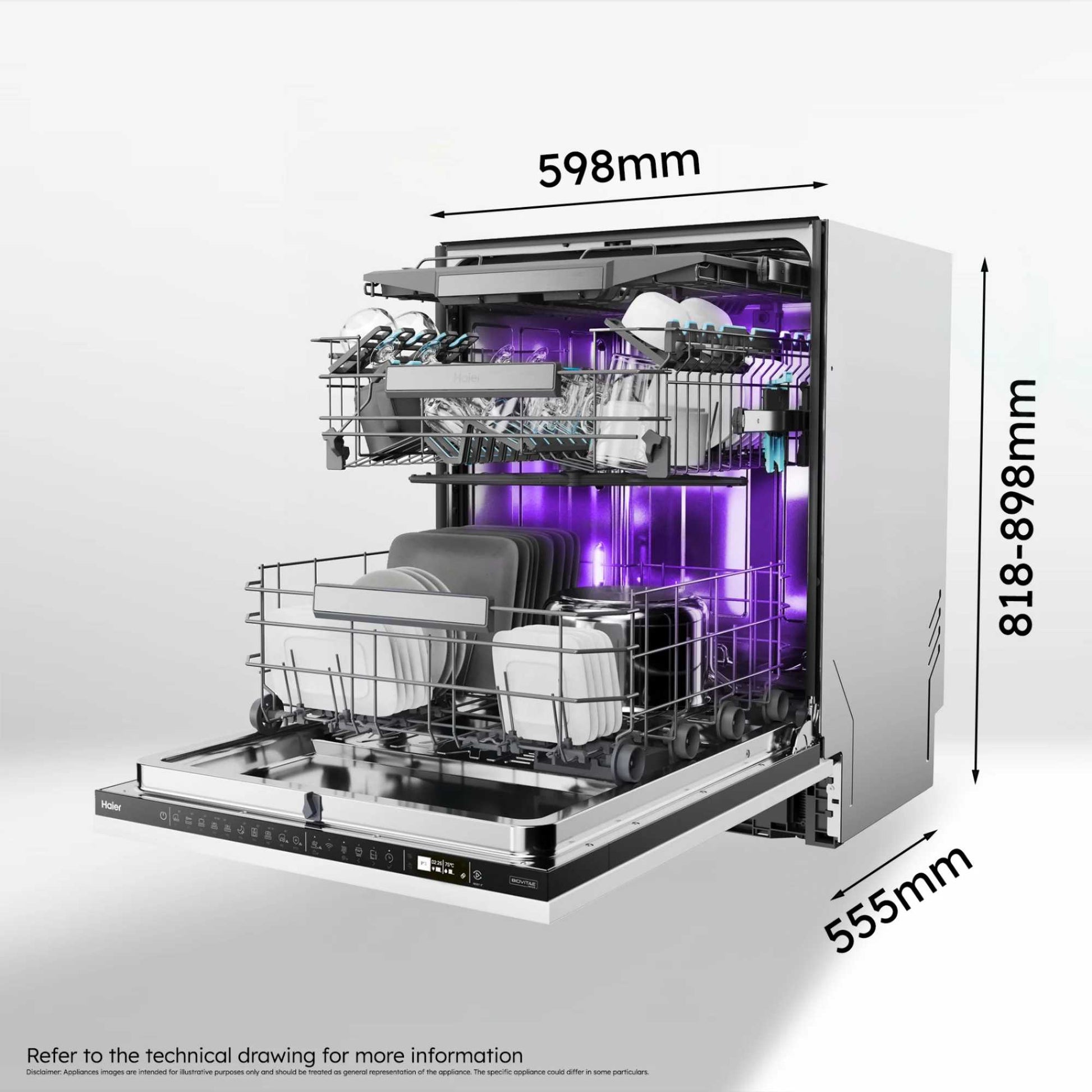 Haier I-Pro Shine Series 6 Fully Integrated Dishwasher Full-Sized - XS 4A4M4BB-80