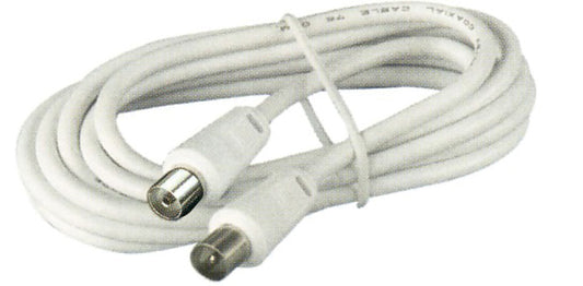 2M Coaxial Fly Lead Plug To Socket White