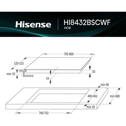 Hisense HI8432BSCWF Hi6 80cm 4 Zone Induction Hob - Black