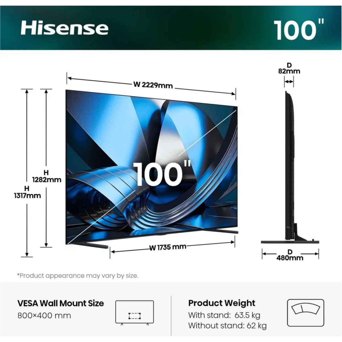 Hisense U7S 100" 4K Ultra HD ULED MiniLED Smart TV - 100U7STUK