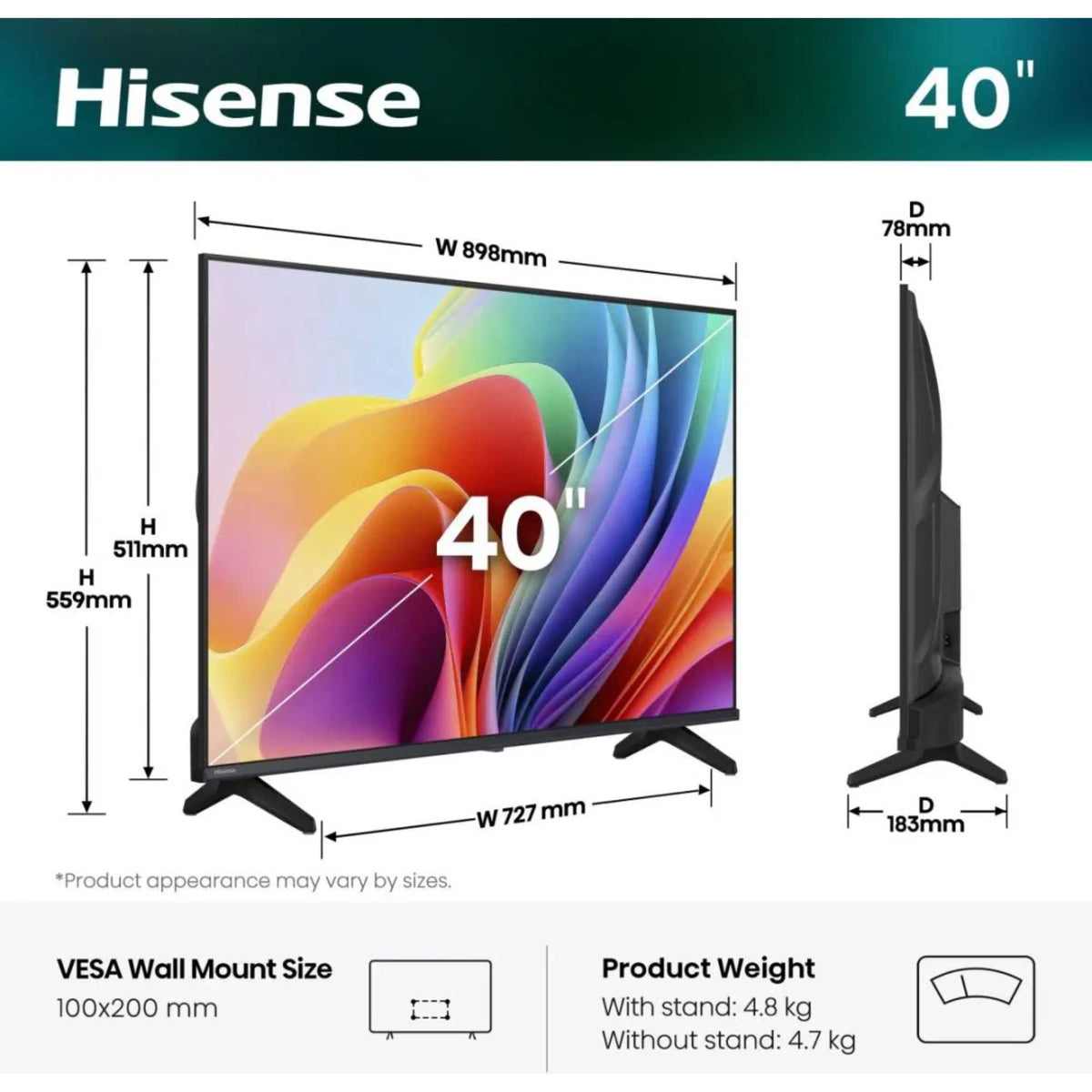 Hisense A4S 40" Full 1080 HD DLED Smart TV - 40A4STUK
