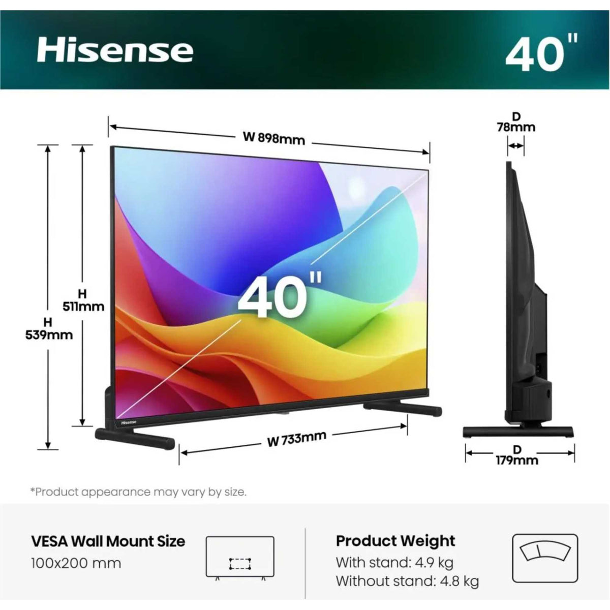 Hisense A5S 40" Full 1080 HD Hi-QLED Smart TV - 40A5STUK