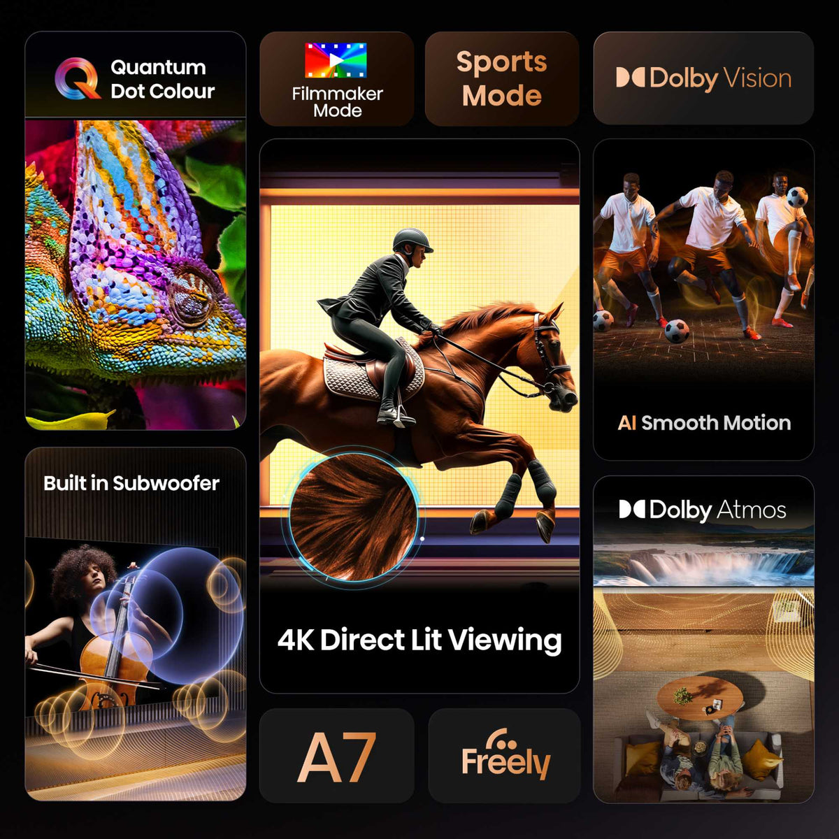 Hisense A7QTUK 55" QLED Smart AI TV with Freely - 55A7QTUK