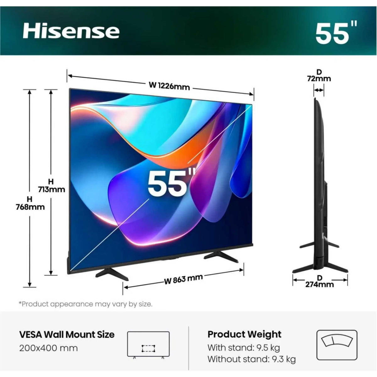 Hisense 55" A6S 4K Ultra HD 60Hz Smart TV - 55A6STUK
