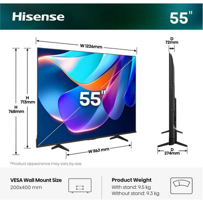 Hisense 55" A6S 4K Ultra HD 60Hz Smart TV - 55A6STUK